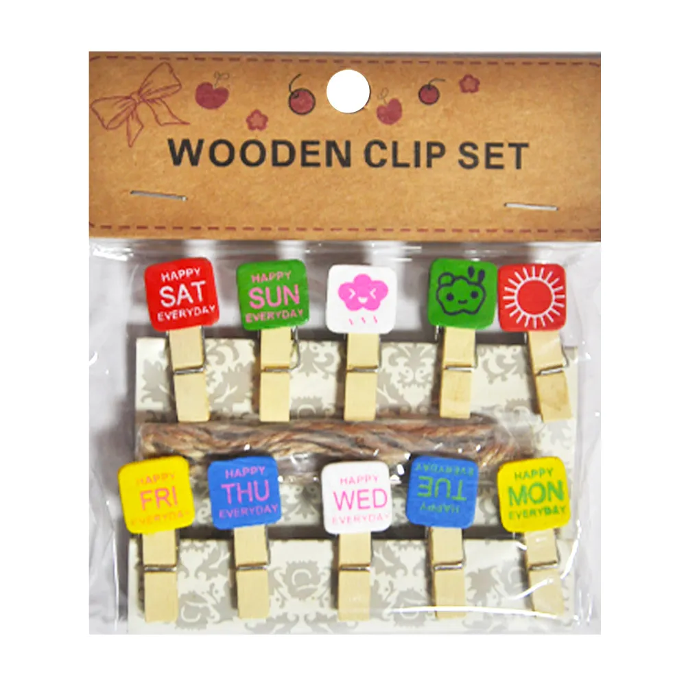 Wooden Clips Ref WW6772-145 Weekdays [Pk 10] FW