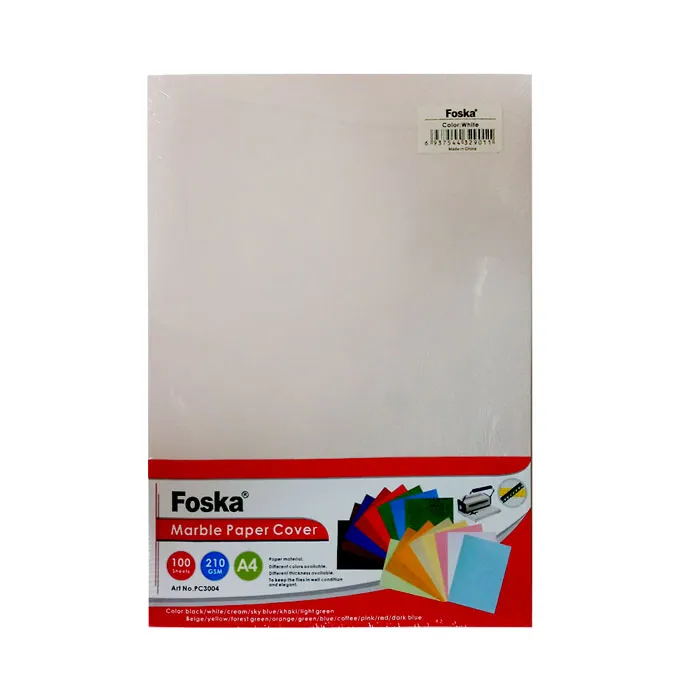 Binding Cover Paper Board Strata C11 A4 White, 210gsm [Pk 100] Foska