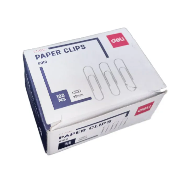 Paper Clips Ref E0018 29mm, Nickel Plated [Pk 100] Deli