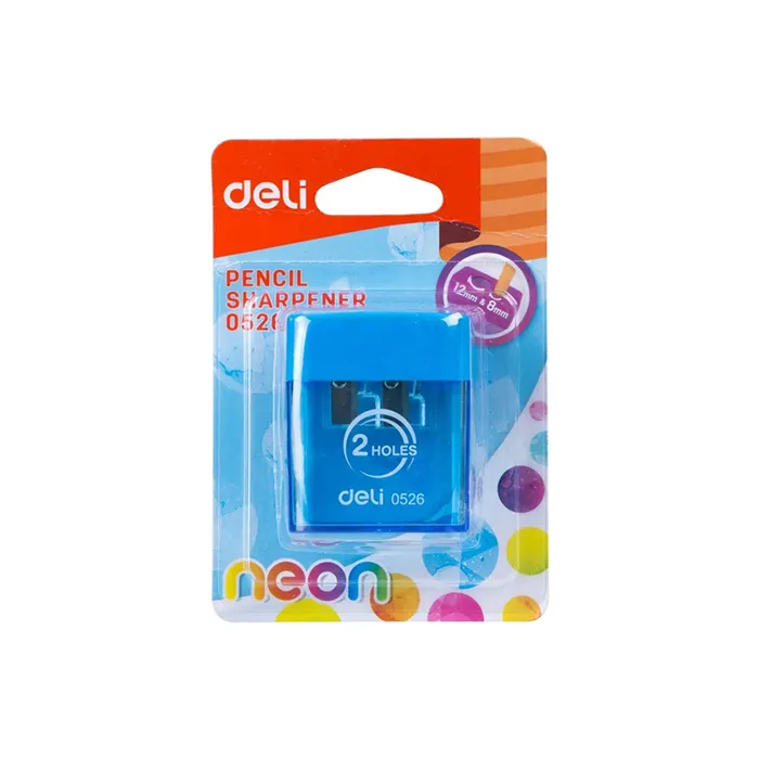 Pencil Sharpener Ref 0526 2 Hole Canister Plastic, Assorted Colours Deli