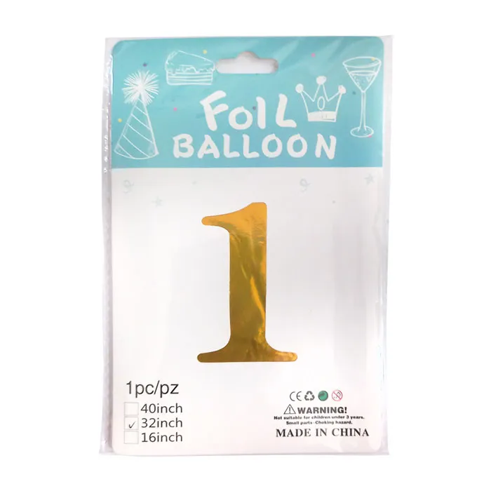 Foil Balloon No.1 32" Gold CML