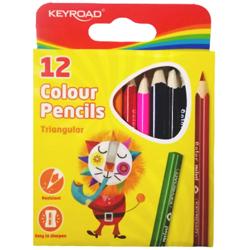 Colored Pencil KR971285 Mini, 12 pcs, 3.0 mm Lead KeyRoad