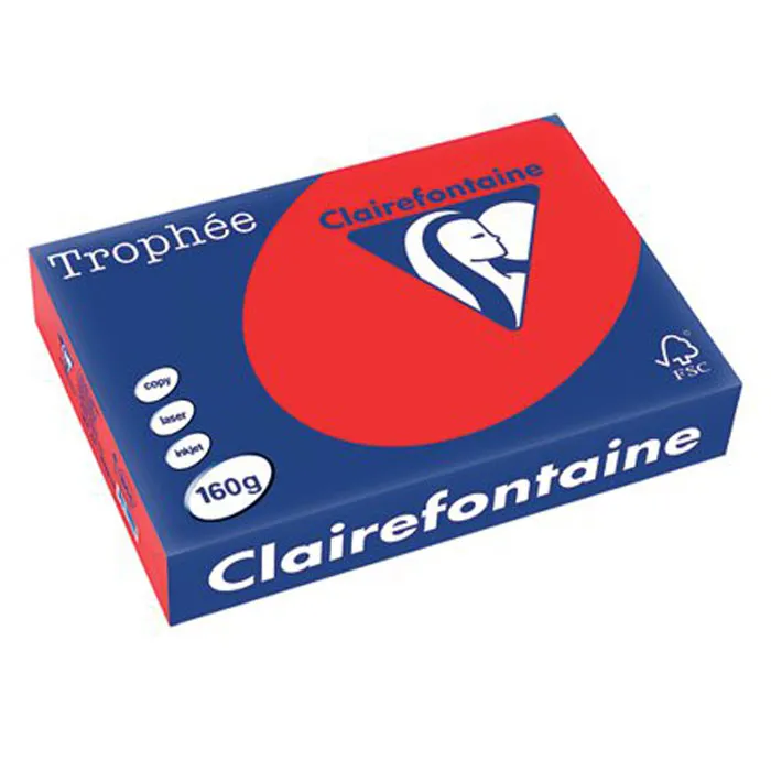 Bristol Paper Ref 1004C A4 Red Coral, 160gsm [Ream: 250 Sheets] Clairefontaine