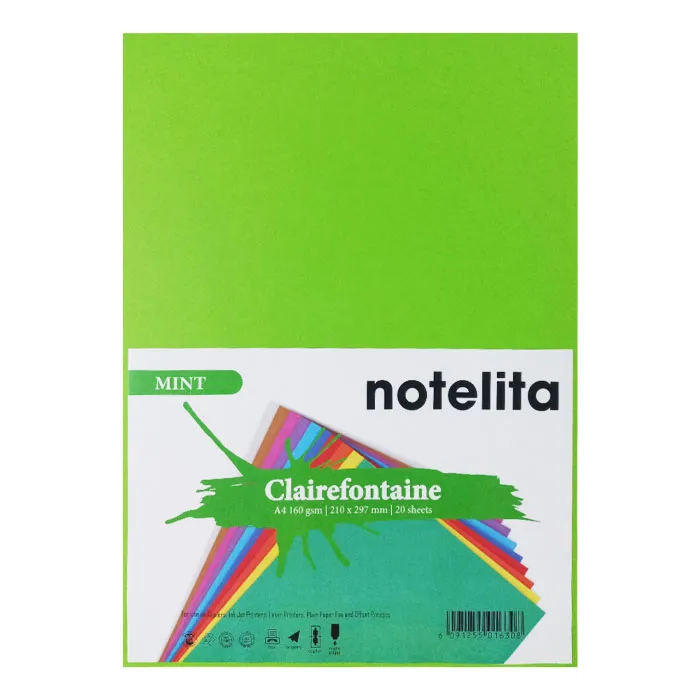Bristol Paper Ref 1025C A4 Mint Green, 160gsm [Pk 20] Clairefontaine