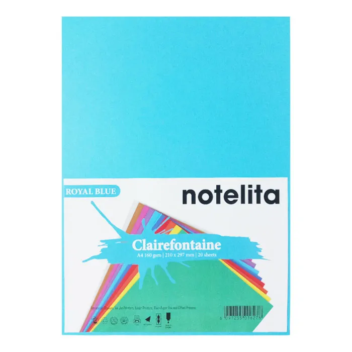 Bristol Paper Ref 1052C A4 Royal Blue, 160gsm [Pk 20] Clairefontaine