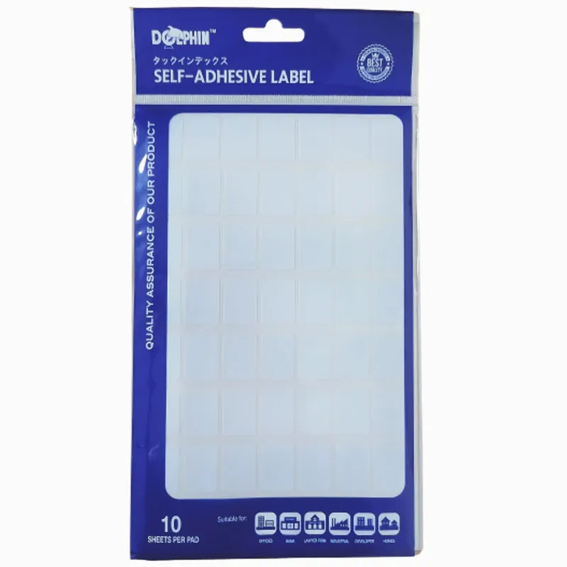 White Labels [Pk 10] 16*22mm, 56 Labels/Sheet Dolphin