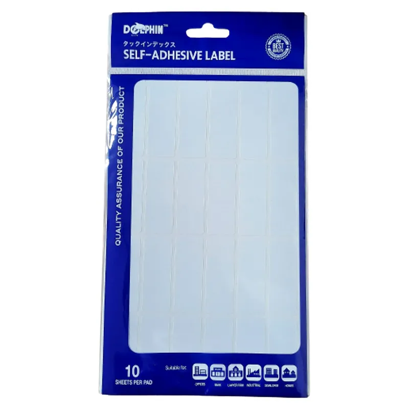 White Labels [Pk 10] 19*50mm, 24 Labels/Sheet  Dolphin