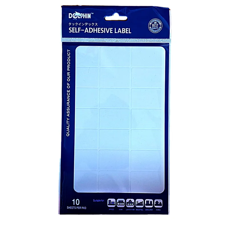 White Labels [Pk 10] 25*38mm, 24 Labels/Sheet Dolphin 