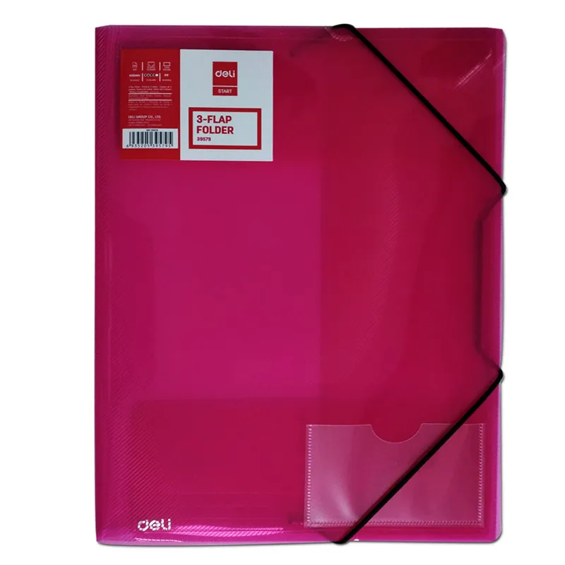 Elastic File PVC Ref E39579 A4, Assorted Colours Deli
