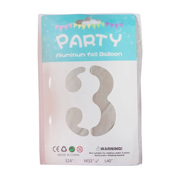 Foil Balloon No.3 32" Silver CML