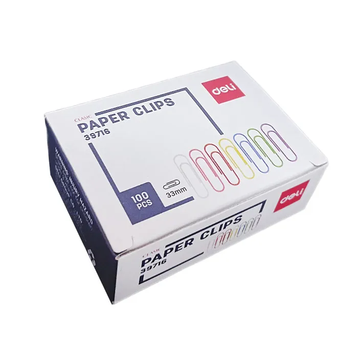 Paper Clips Ref 39716 33mm, Plastic [Pk 100] Deli
