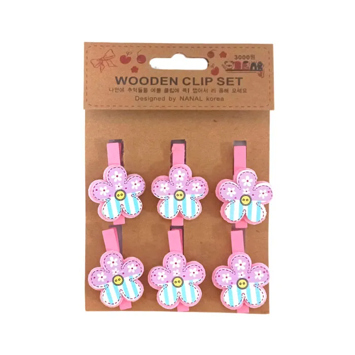 Wooden Clip Ref WW6772-145 3D Flower [Pk 6] FW