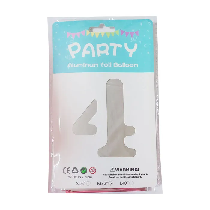 Foil Balloon No.4 32" Silver CML