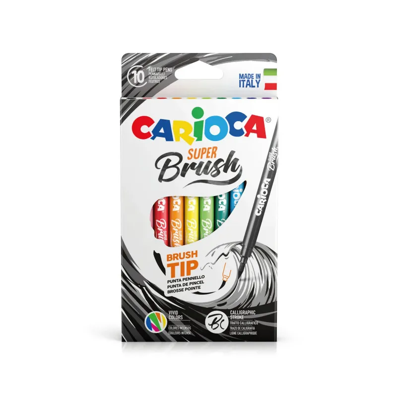 Felt Tip Pens Super Brush Ref 42937 10pcs, Vivid colors Carioca