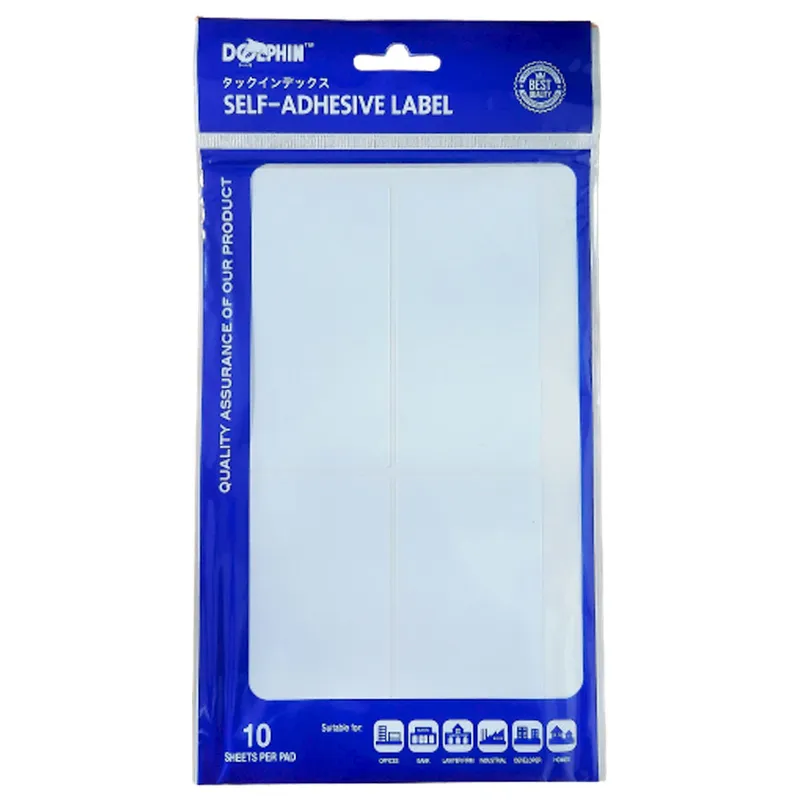 White Labels [Pk 10] 50*100mm, 4 Labels/Sheet Dolphin