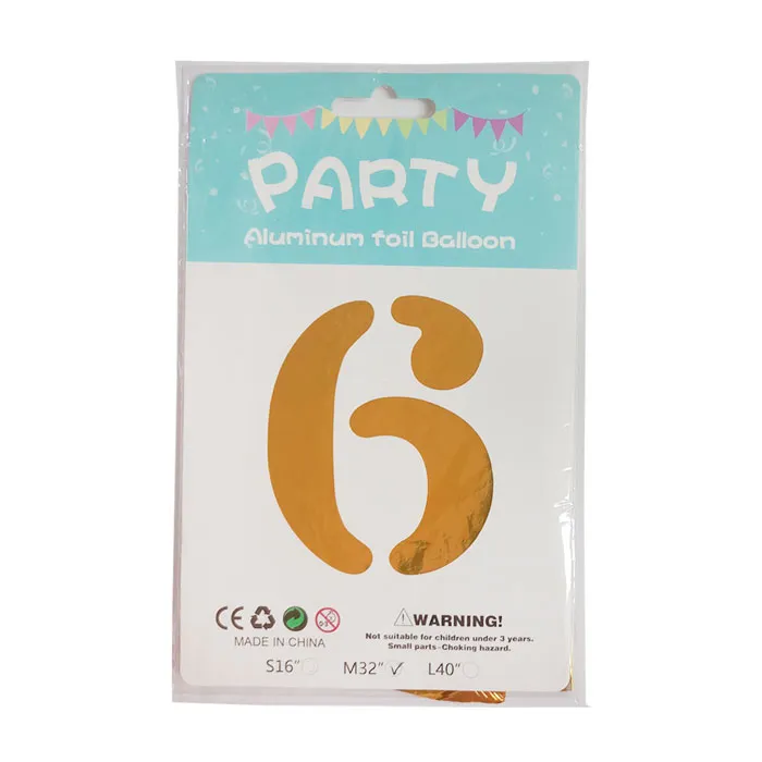 Foil Balloon No.6 32" Gold CML 