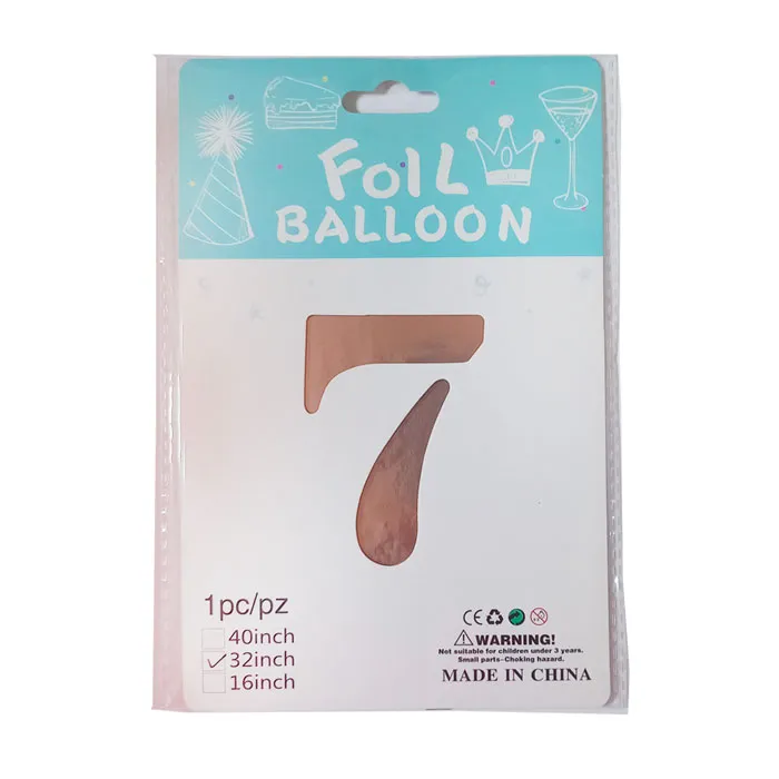 Foil Balloon No.7 32" Rosegold CML 