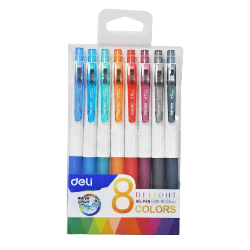 Gel Pen Ref G120-8C 0.5 mm :8 col Deli