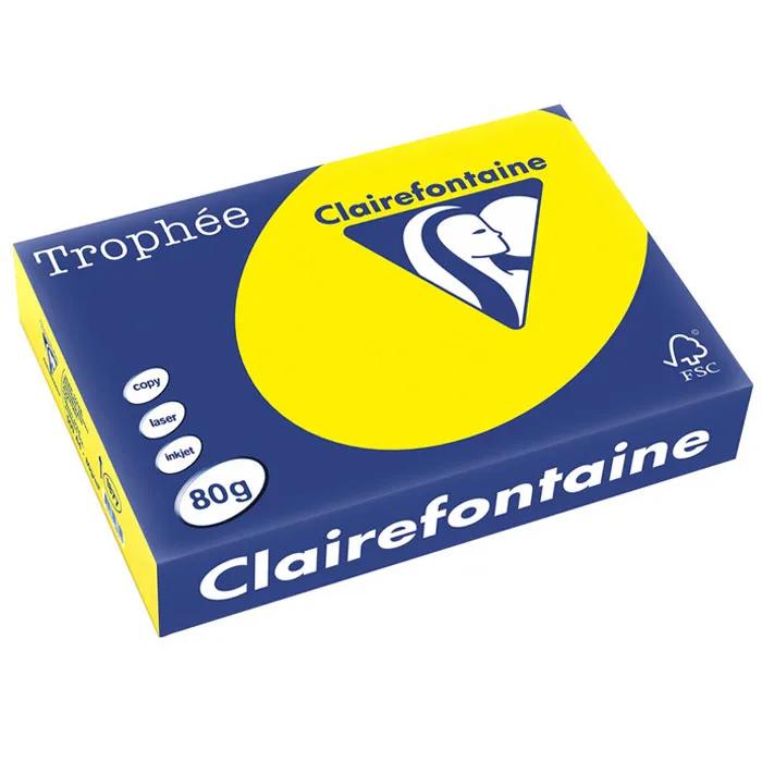 Colour Copy Paper Ref 1877C A4 Yellow Sun, 80gsm [Ream: 500 Sheets] Clairefontaine