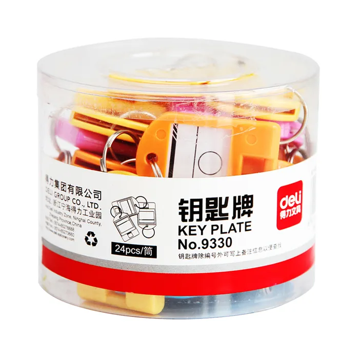Key Tags Ref 9330 40*28mm, Plastic [Pk 24] Deli