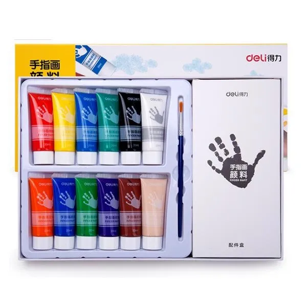 Finger Paint Ref 73872 12 Colours, 20ml Deli