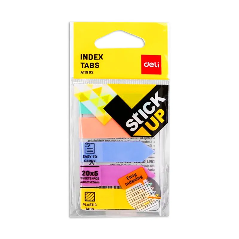 Sticky Notes Arrow Ref A11902 S:43*12mm, 20 Shtsx 5 Col Deli