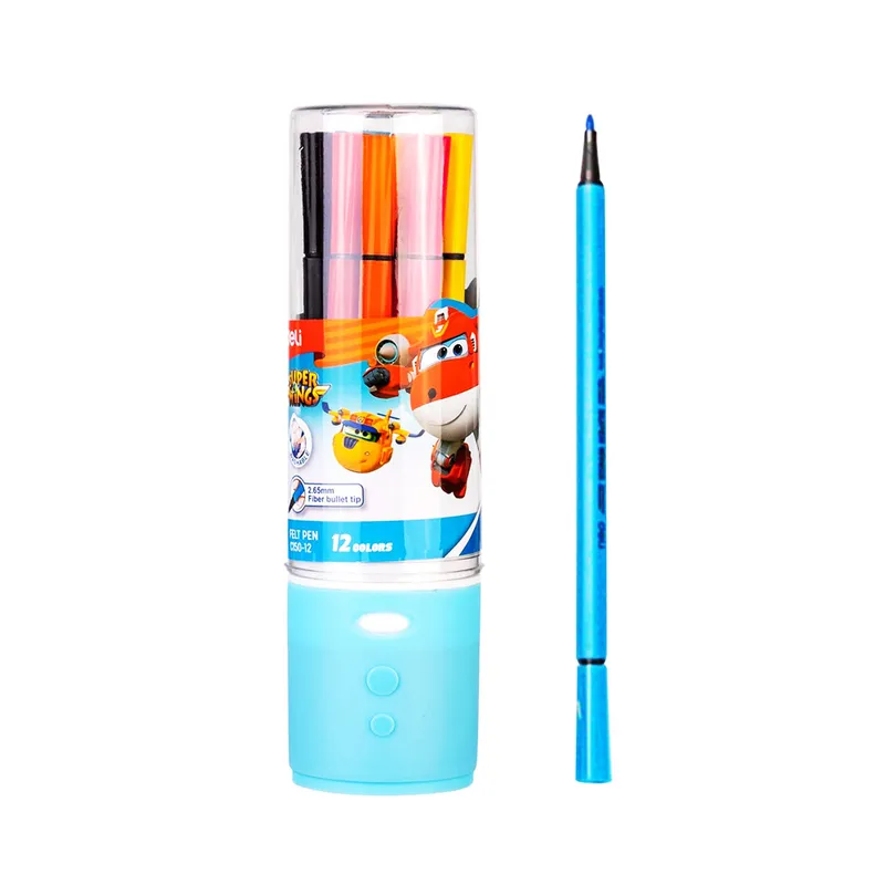Felt pen Ref C15012 tube of 12 colours washable Deli