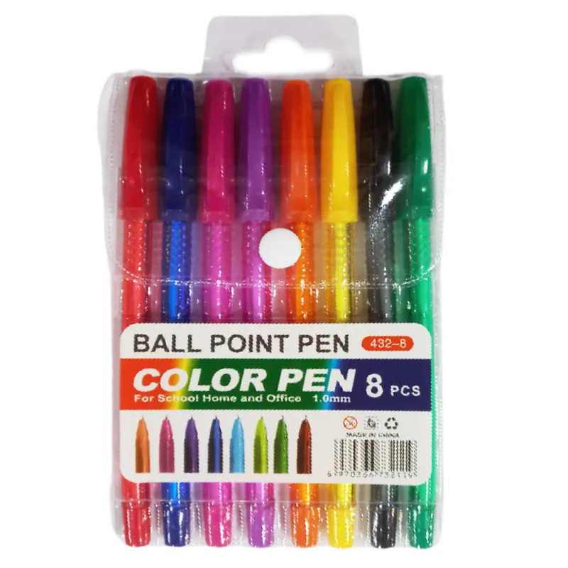 Ballpoint Pen Ref432-8 Ass Colours[Pk 8] MeliMelo