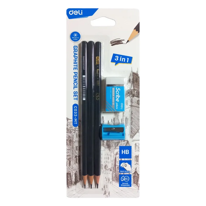 Wood Pencil Set Ref EC033-MT HB Pencil set Deli