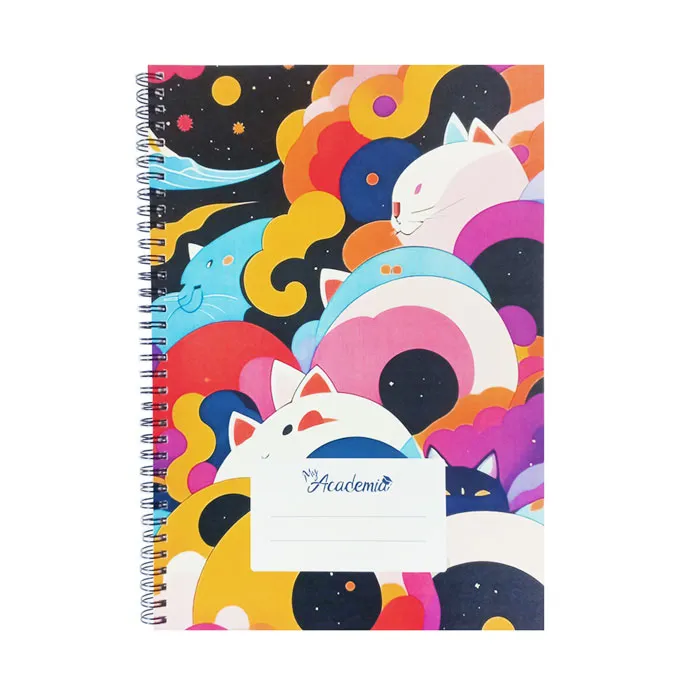 Spiral Notebook A4, 120 Sheets Ruled, Cat My Academia