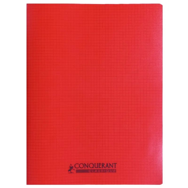 Classic Cover Notebook Ref 400092044 240*320cm, 96 pages, Checkered Polypro Red Conquerant