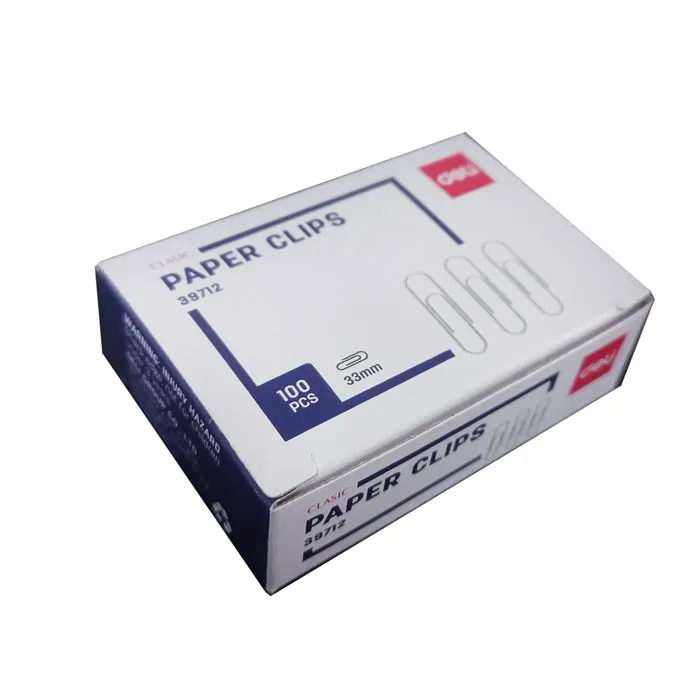 Paper Clips Ref W39712 33mm, Nickel Plated [Pk 100] Deli