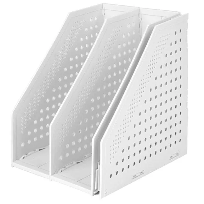 Magazine Rack Ref 78995 3 Compartment Foldable, Light Grey Deli