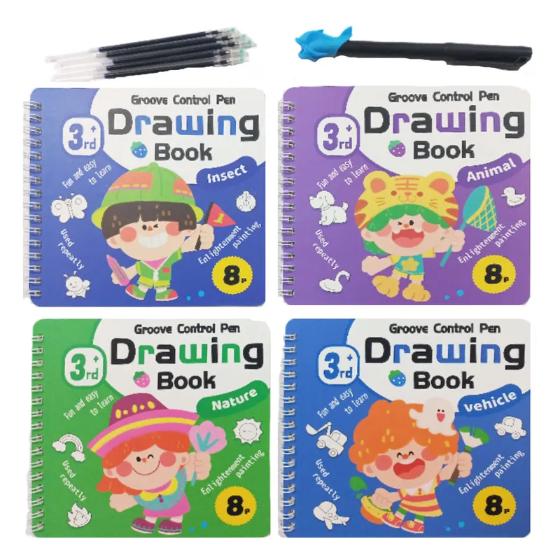 Drawing Book With Pen & Refills Ref B0409 160mm*150mm, 8 Pages Per Book [Pk 4] - Blue Meli Melo