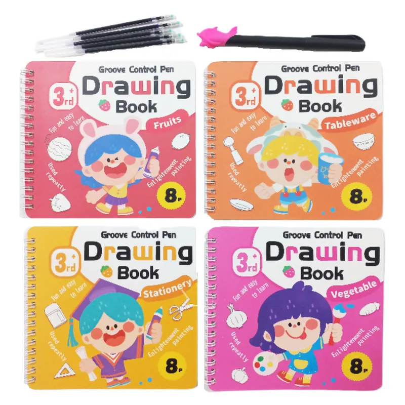 Drawing Book With Pen & Refills Ref B0409 160mm*150mm, 8 Pages Per Book [Pk 4] - Red Meli Melo