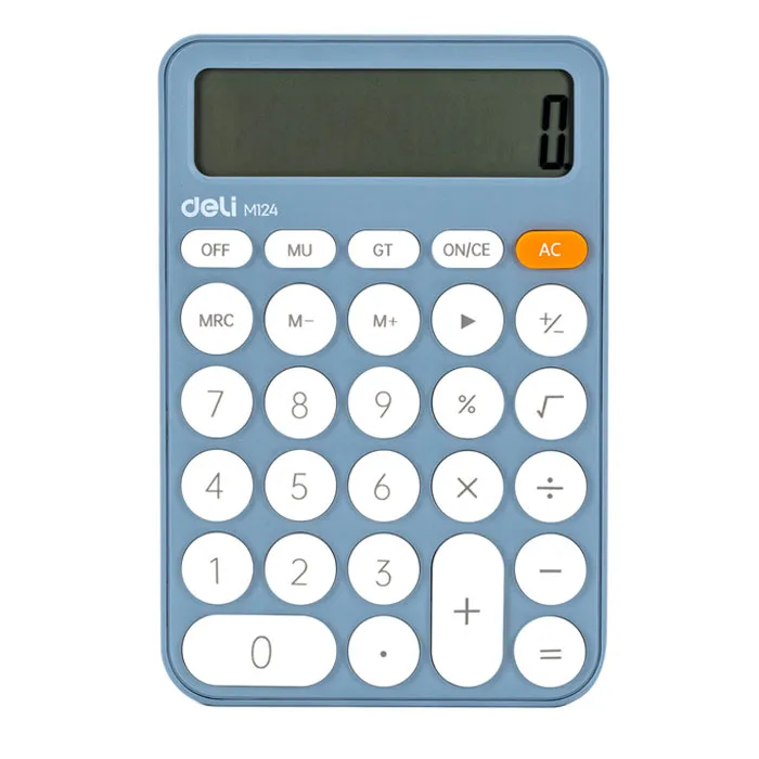 Desktop Calculator Ref EM124 12 Digits, Plastic , Blue Deli