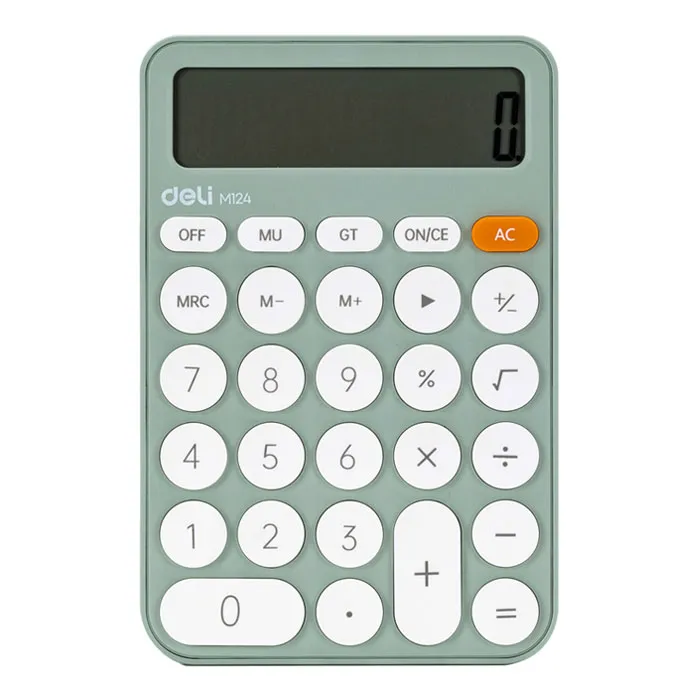 Desktop Calculator Ref EM124 12 Digits, Plastic ,Green Deli