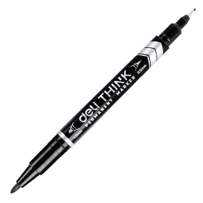 Marker Twin Name Pen Ref EU211-BK Two Tips:1.0mm/0.5mm, Black  Deli