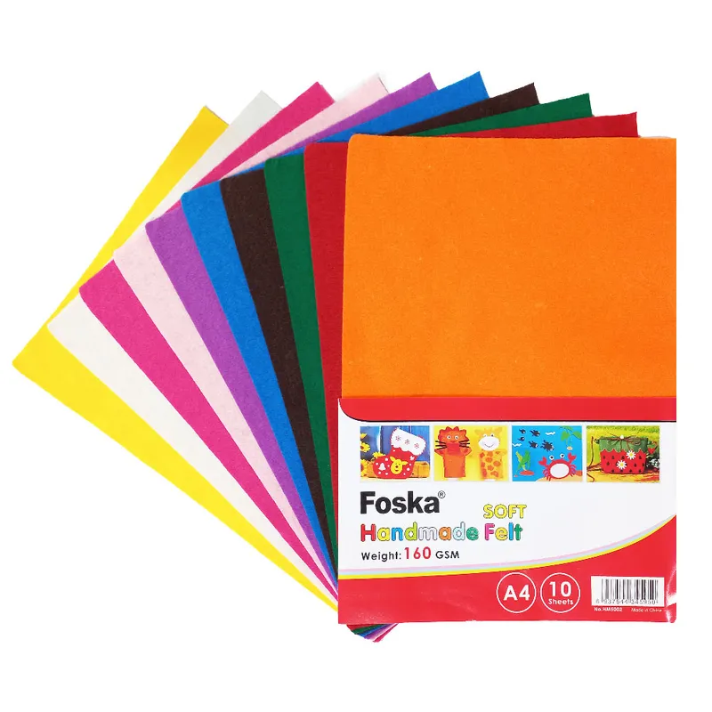 Felt Fabric Ref HM5002 A4, 160gsm Assorted Color [Pk 10] Foska