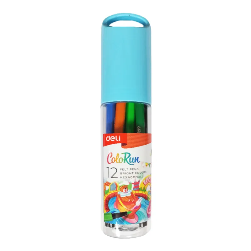 Felt Pen Ref C156-12 Tube of 12 Colour, Hexagonal Deli
