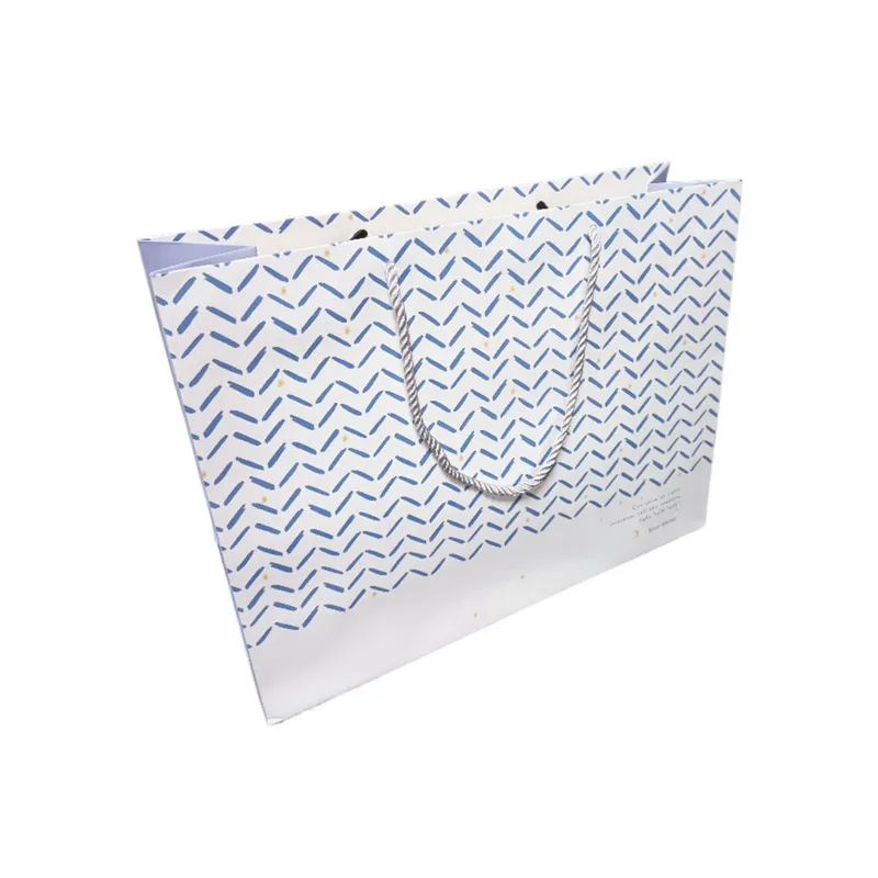 Gift Bag Ref H3313 White & Blue Patterns, 25.4*20*9.5cm - Medium Meli Melo