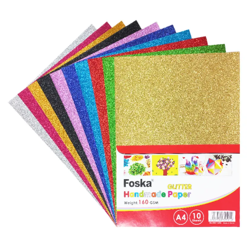 Glitter Paper Ref HM1160G A4, 160gsm Assorted Color [Pk 10] Foska