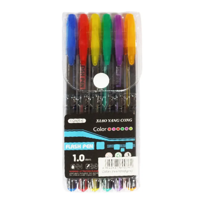 Glitter Pen Ref CQ905-6 1.0 mm, Assorted Colors [Pk 6] SW