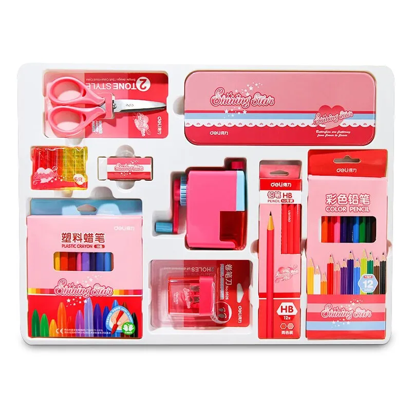 School Stationary Gift Set Ref 9665 Red Deli