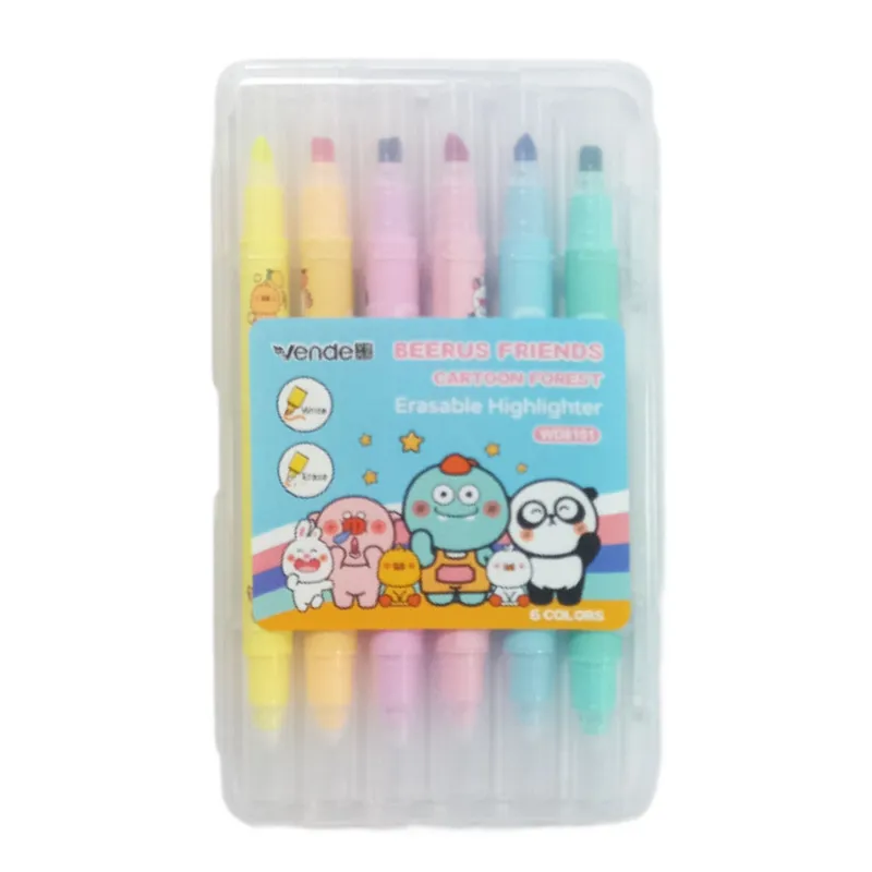 Highlighter Ref WD-8101 Eraseable, Double Heads  [Pk 6] MeliMelo