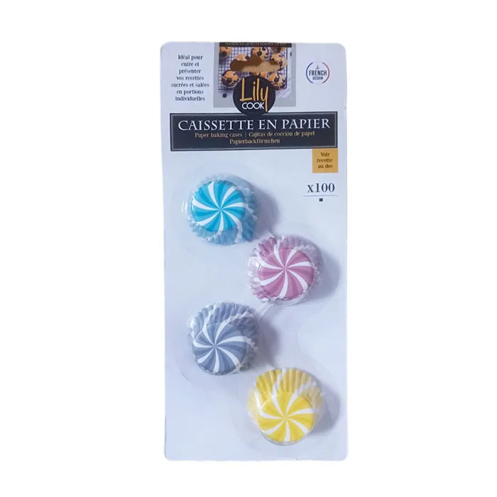 Paper Cake Cups Ref KB5423 Assorted Colors , 100pcs Lily Cook