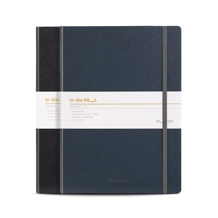 Leather Cover Notebook Ref NS202 B5, 96 Sheets, Black & Blue Deli