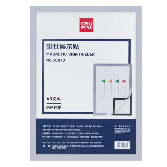 Photo Frame Magnetic Ref 50870 A3,S:420*297mm , Silver Deli