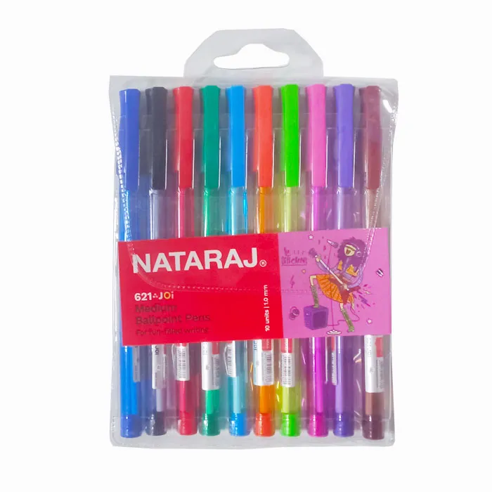 Ballpoint Pen Assorted Colour [Pk 10] Nataraj