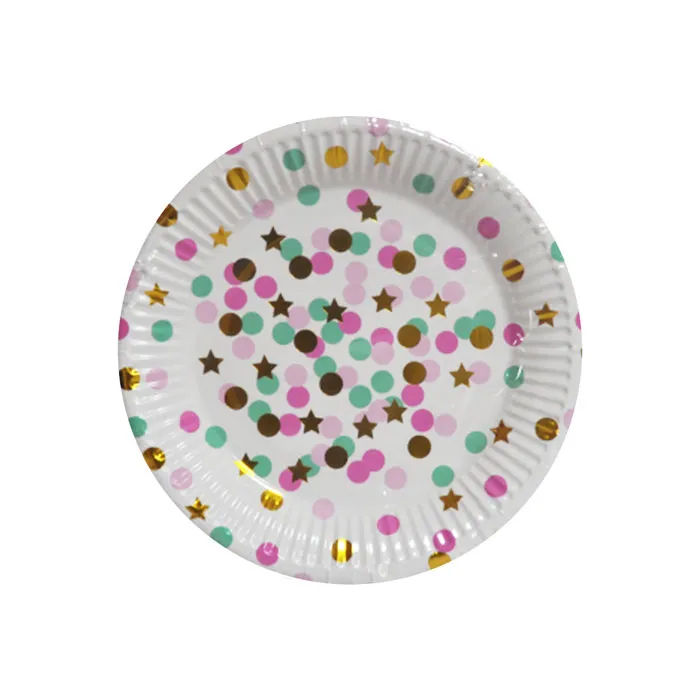 Paper Plates 7", Pink & Blue Dot, Gold Star [Pk 10] WTC 